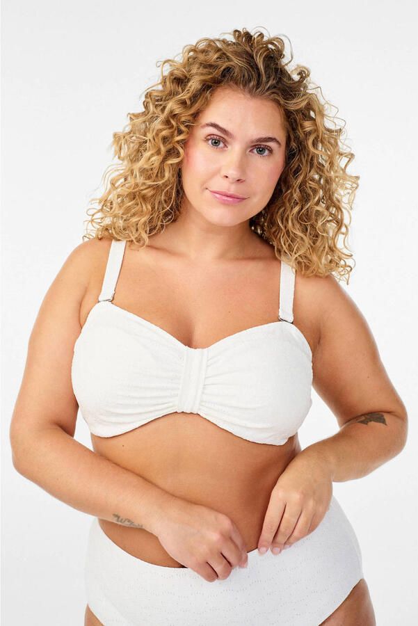 Zizzi voorgevormde strapless bandeau bikinitop Salina wit - Foto 3