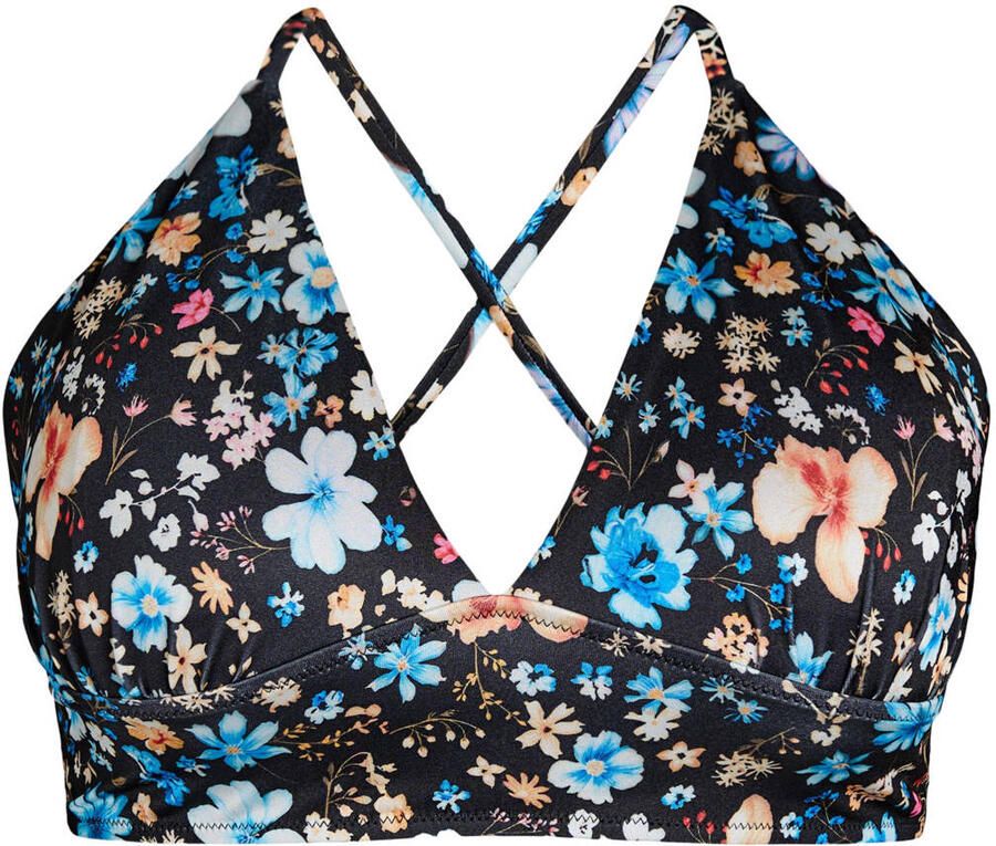 Zizzi voorgevormde triangel bikinitop CAANNE zwart multi