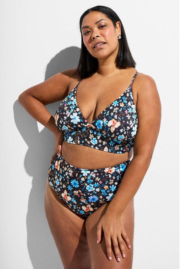 Zizzi voorgevormde triangel bikinitop CAANNE zwart multi - Foto 3