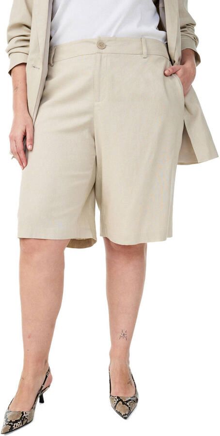 Zizzi wide leg high waist bermuda short beige