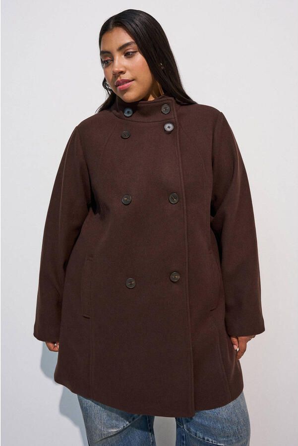 Zizzi winterjas Plus Size donkerbruin