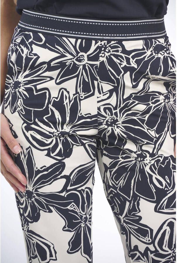 Zoso flared high waist gebloemde casual broek donkerblauw - Foto 2