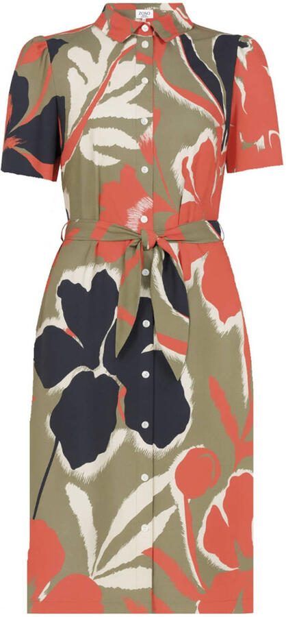 Zoso gebloemde blousejurk kaki