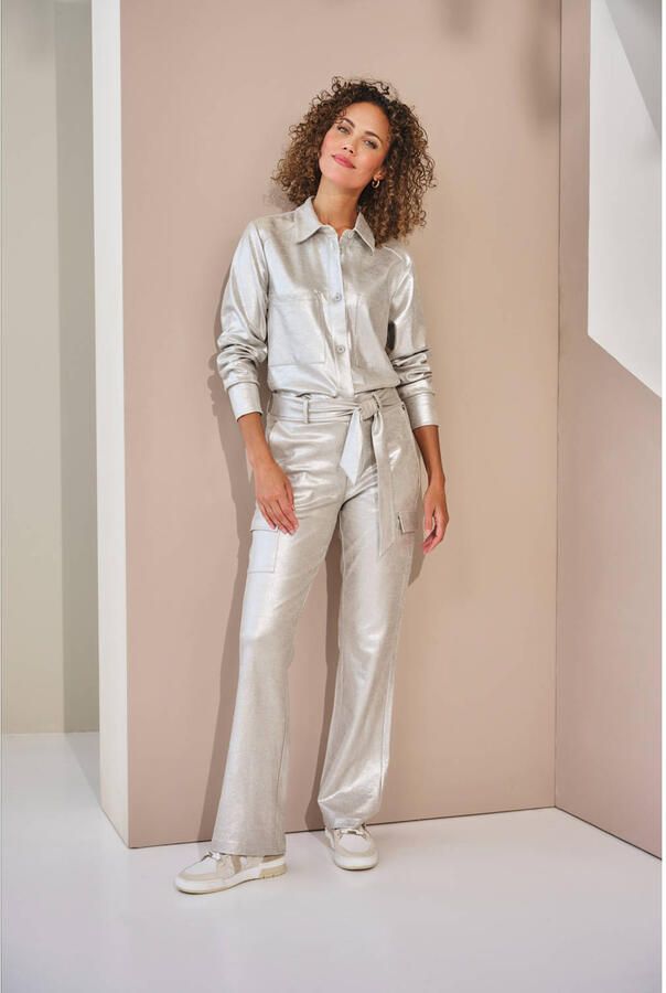 Zoso straight regular waist cargo broek zand - Foto 2