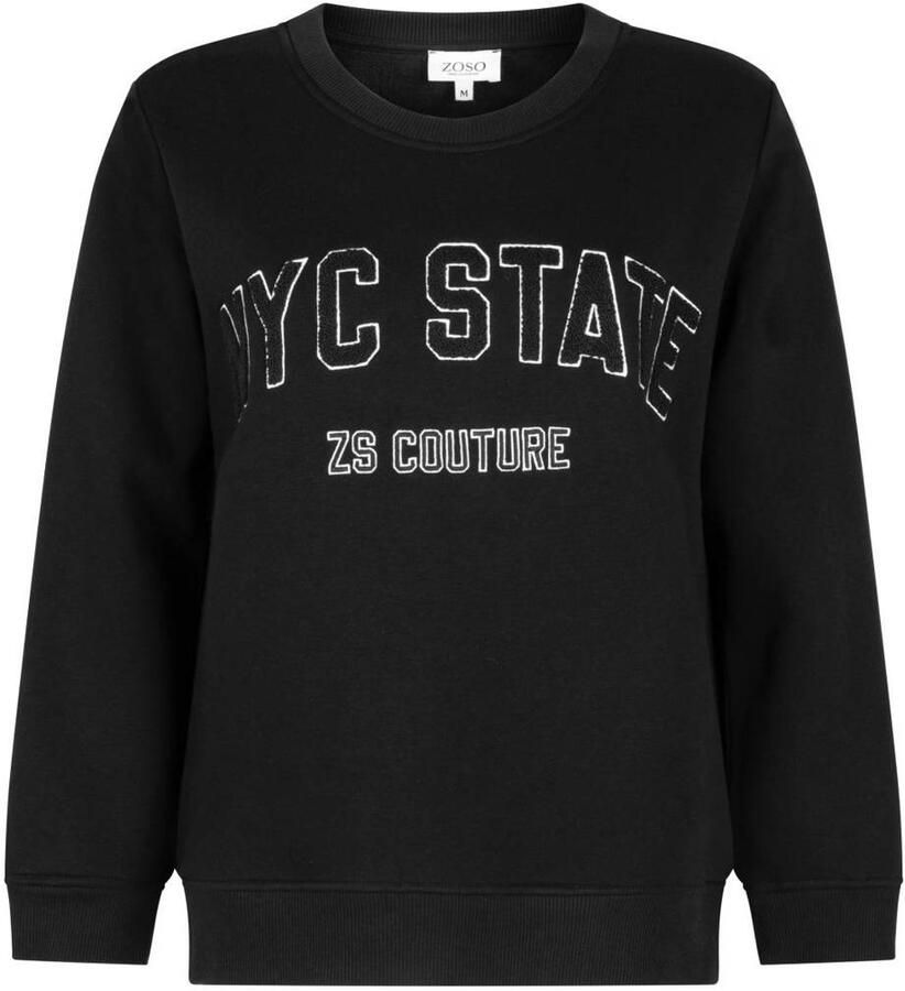 Zoso sweater met tekst zwart