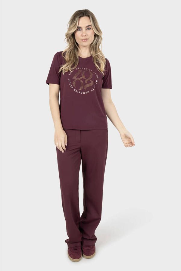 Zoso T-shirt met print donkerrood