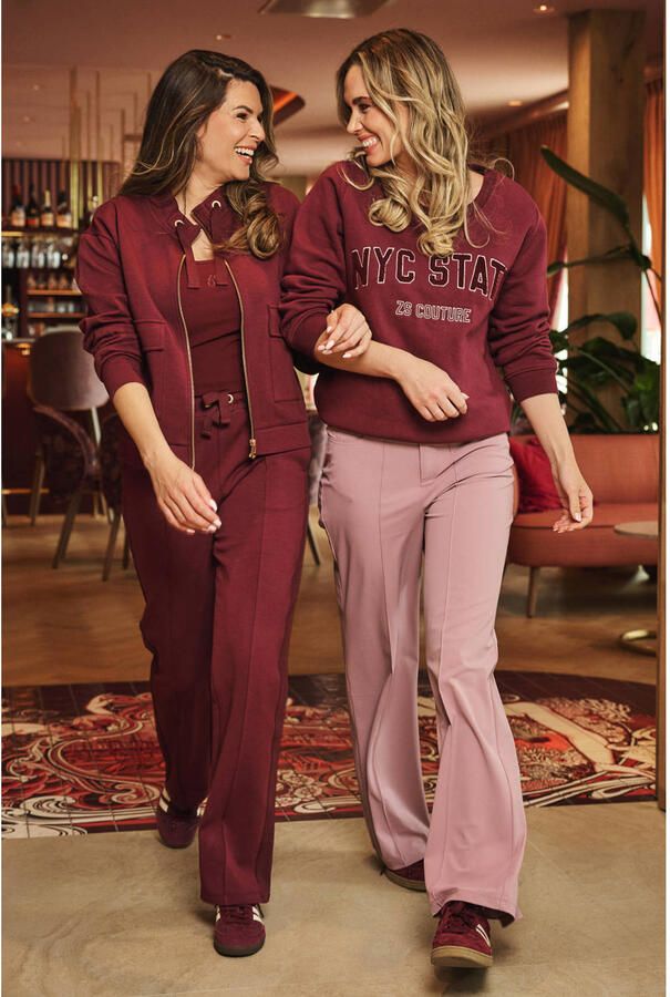 Zoso travelstof straight leg broek donkerrood - Foto 2