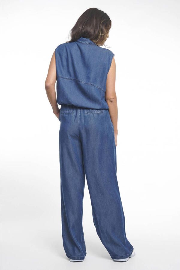 Zoso wide leg high waist casual broek dark blue denim - Foto 3