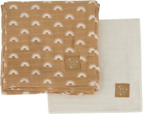 Zusss hydrofiele doek XL 110x110 cm set van 2 kaki zand Hydrofiele luiers Groen
