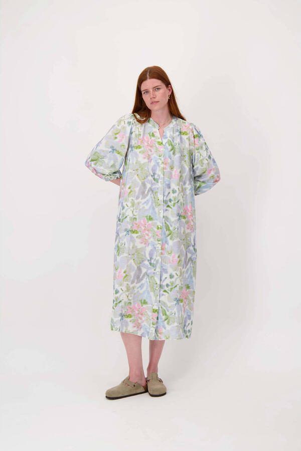 Zusss blousejurk met bloemenprint lichtblauw