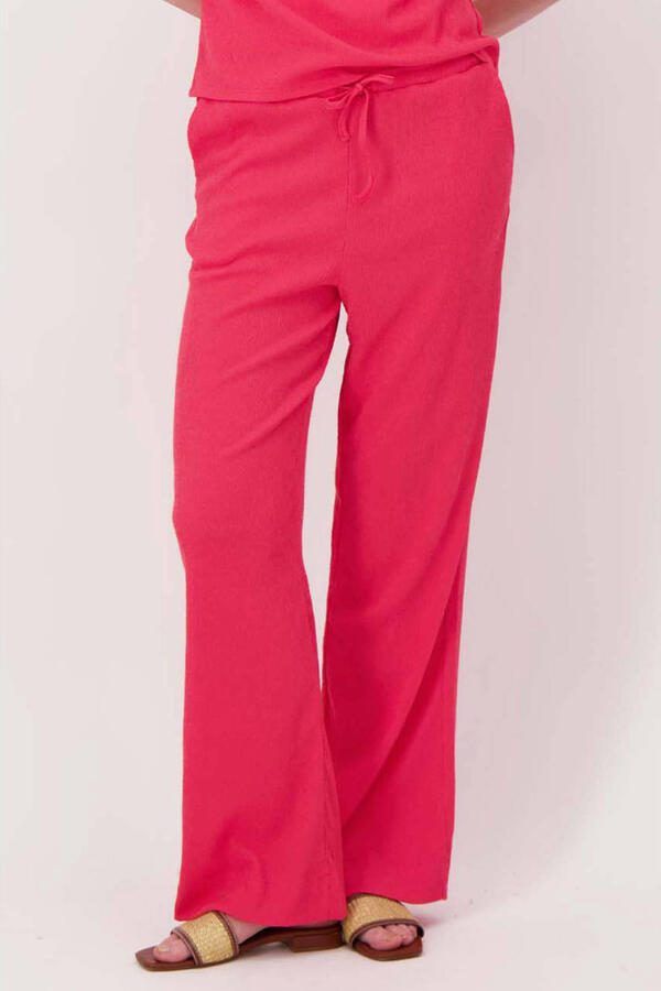 Zusss casual broek met regular waist straight magenta