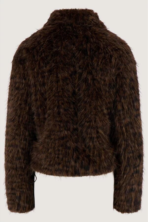 Zusss faux fur jas met panterprint bruin - Foto 2