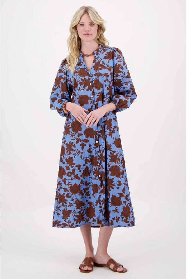 Zusss gebloemde blousejurk blauw