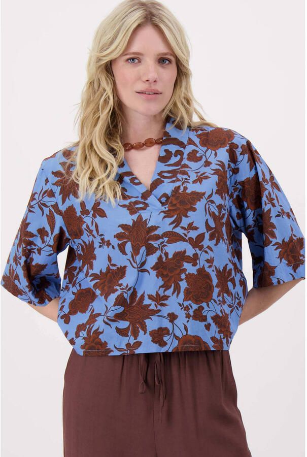 Zusss gebloemde blousetop blauw