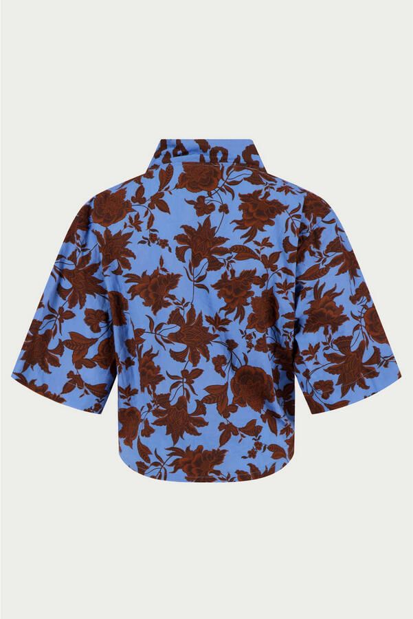 Zusss gebloemde blousetop blauw - Foto 2