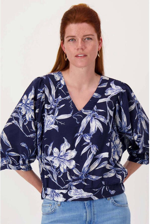 Zusss gebloemde blousetop donkerblauw