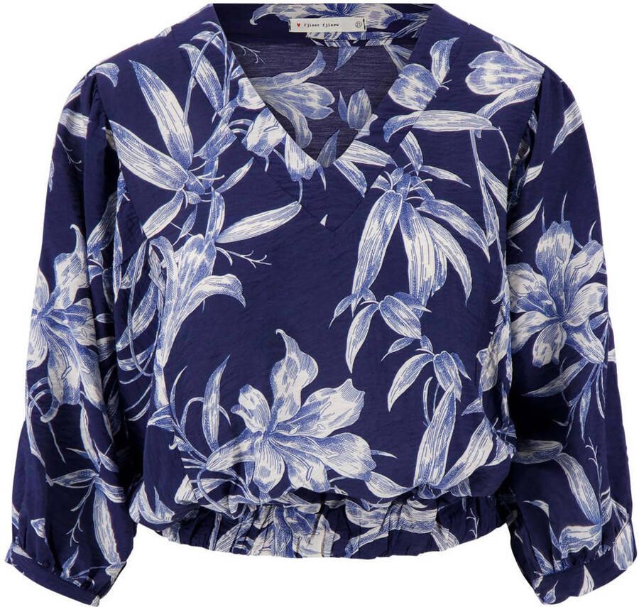 Zusss gebloemde blousetop donkerblauw - Foto 2