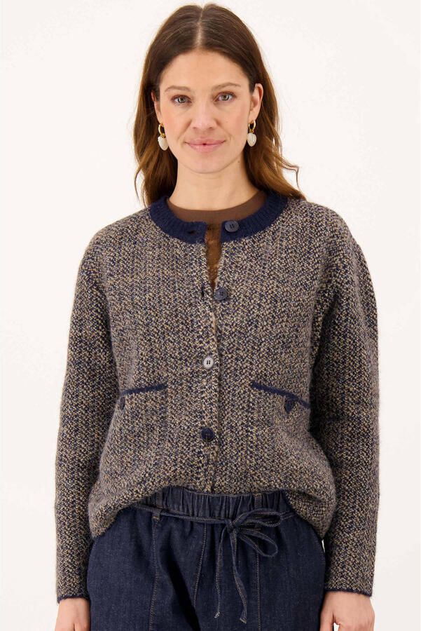 Zusss gebreid vest met print en wol meerkleurig