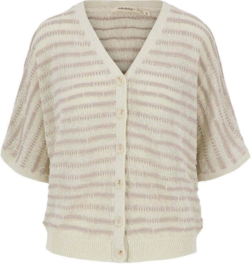 Zusss gestreepte gebreid vest beige - Foto 2