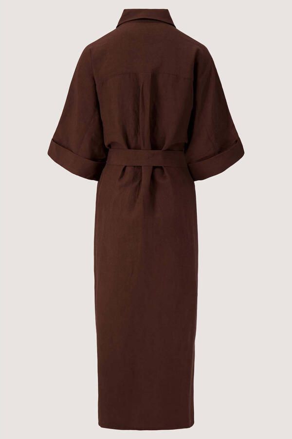 Zusss linnen blousejurk bruin - Foto 3