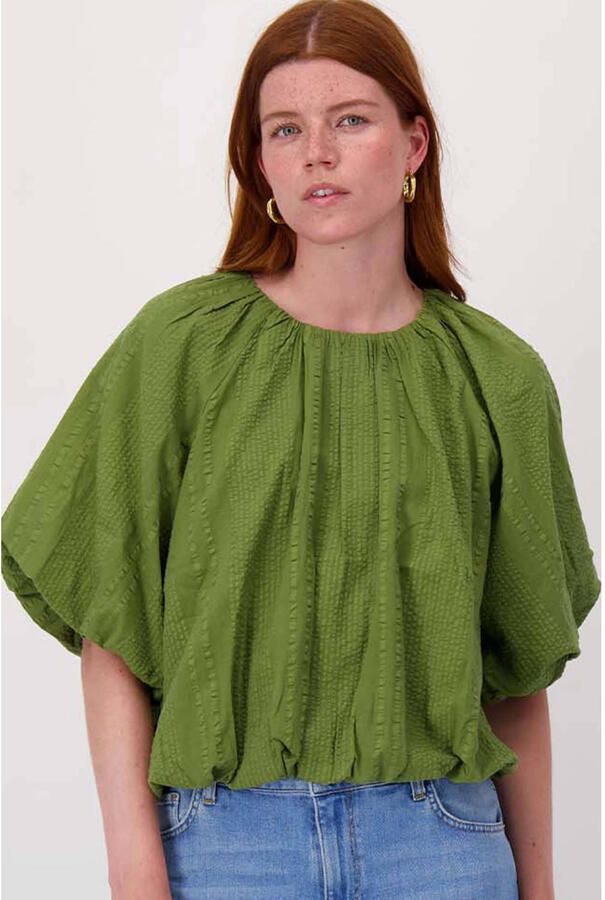 Zusss top met textuur olijfgroen