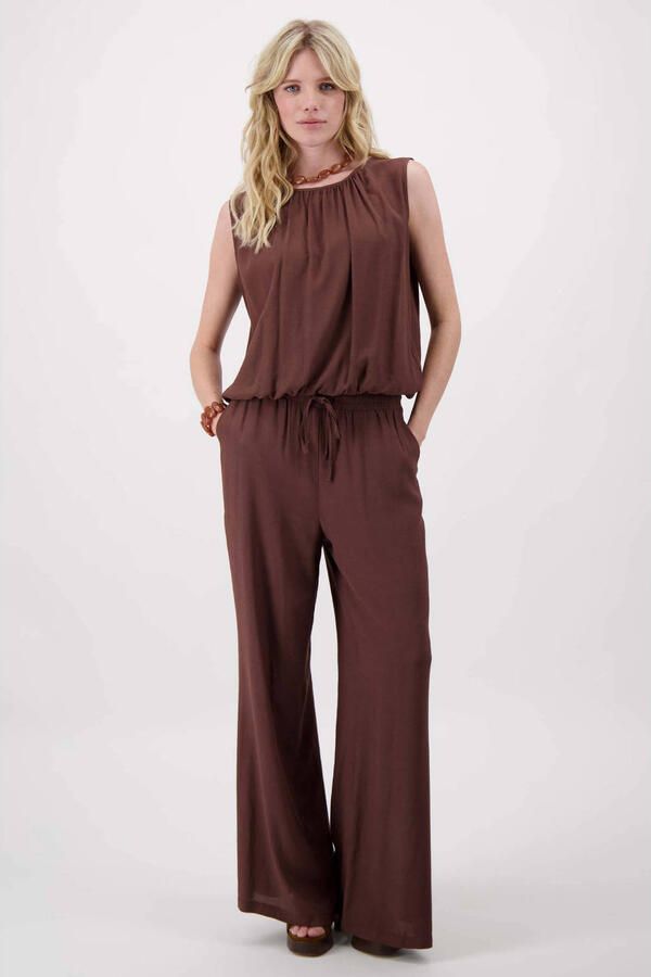 Zusss viscose wide leg broek bruin - Foto 3