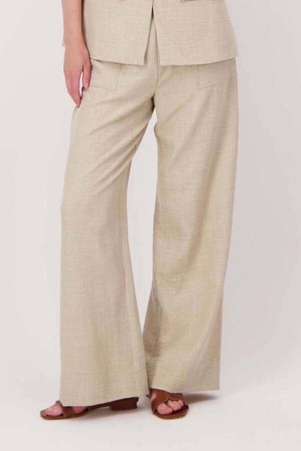 Zusss wide leg high waist broek beige