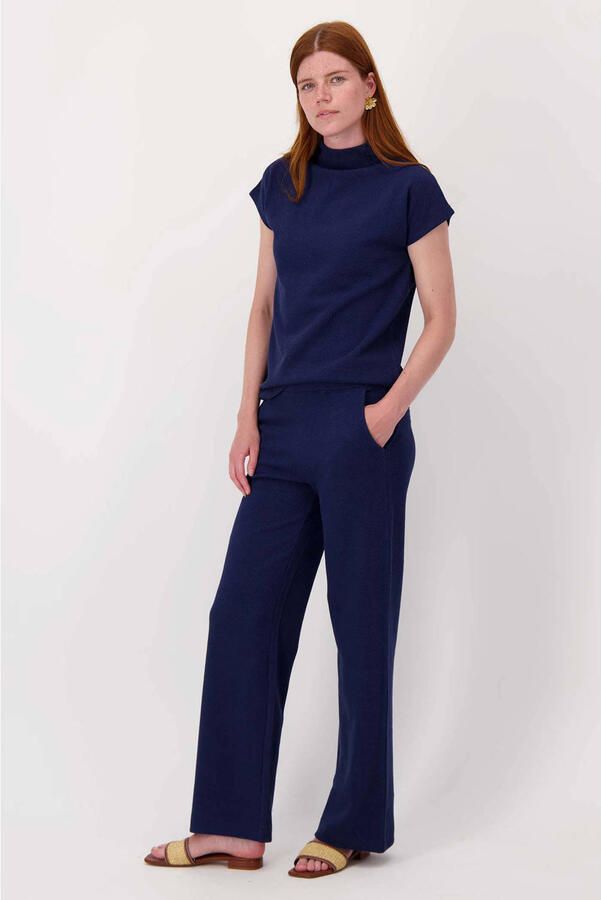 Zusss wide leg high waist casual broek marineblauw - Foto 2