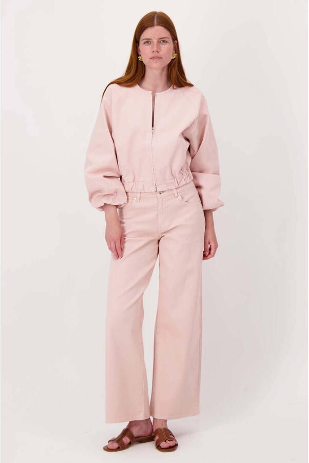 Zusss wide leg jeans lichtroze