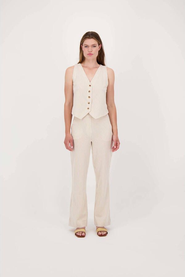 Zusss wide leg regular waist broek ecru