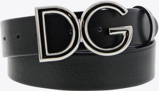Dolce & Gabbana Riem Zwart Leder Korrel