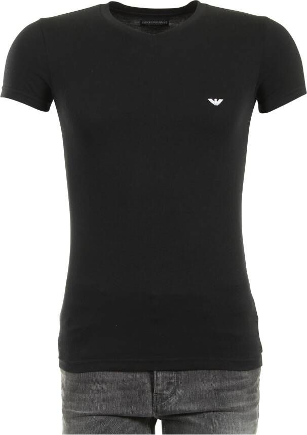 Emporio Armani T-shirt Zwart V-hals Stretch